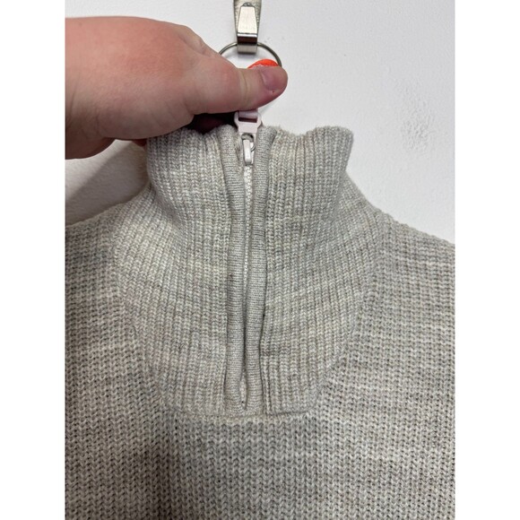 H&M Kids 5T Half Zip Cable Knit Sweater Gray Mock Neck Long Sleeve Cotton - Picture 2 of 9